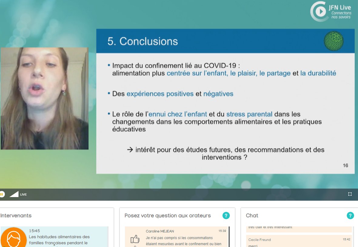 Cultures_sucre's tweet photo. #JFNLive Kaat PHILIPPE @CSGA_DIJON : Lien entre #confinement et comportements alimentaires des enfants. Ennui et #faitmaison en hausse. 72 % des familles interrogées ont plus cuisiner avec leur enfant qu’avant le confinement. #Alimentation https://t.co/WQG19oqW5z