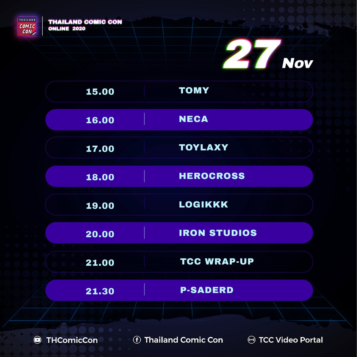 📣ตารางไลฟ์ Day 2

📍ไลฟ์จาก TOMY, NECA, TOYLAXY, HEROCROSS, LOGIKKK, Iron Studios

🌟สัมภาษณ์พี่พีสะเดิดเรื่องแรงบันดาลใจในการแต่งเพลง

 👉ไปช้อปได้แล้ววันนี้ ถึง 2 ธ.ค.นี้!
🛒Shopee: shopee.co.th/m/thailand-com… 
🛒Lazada: pages.lazada.co.th/wow/camp/lazad… 

#TCCONLINE2020 #Shopee #Lazada