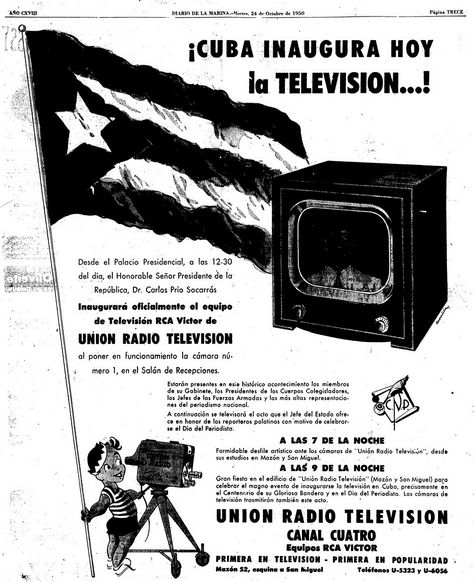 Cuba would also rank worldwide first in the number of television sets per inhabitant.  The Cuban TV Industry stood by 1954 as the most modern and innovative in the entire world.