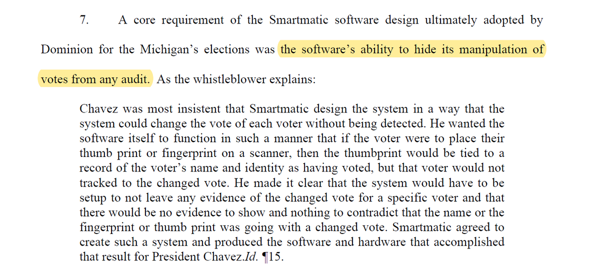 Back to the main document. I'll look at the rest of that drek later. So we've got a nameless affiant - actually, that should be 'affiant,' the scare quotes are virtually mandatory - alleging that Smartmatic engaged in a conspiracy with Chavez.Did she submit a declaration?