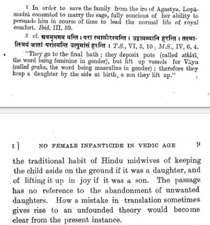 First thing to note, there is no record of female infanticide in the ancient India or even classical Indian epics.