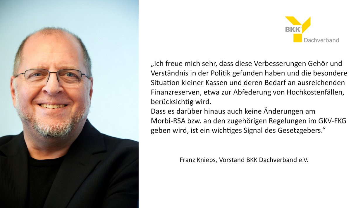 BKKDV's tweet photo. Ein wichtiges Signal: Die Koalitionsfraktionen haben auf den letzten Metern der Beratungen zum #GPVG Sonderregelungen zum besonderen Schutz bzw. zur Entlastung kleiner #Krankenkassen vereinbart. Das Gesetz wurde heute verabschiedet. https://t.co/IPf2YuyygS