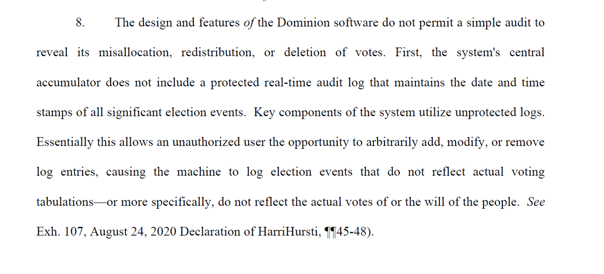 This is off-the-rails nuts. Now we're jumping from Smartmatic to Dominion - with a single, lonely, inexplicably italicized "of" as a bonus - with no explanation of the link. And we're turning to the "Declaration of HarriHursti" (Who may or may not actually be "Harri Hursti").