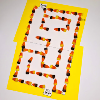 Challenge: Try making a candy corn maze like the one pictured below. If you succeed, share it with #mountierobotics2021!