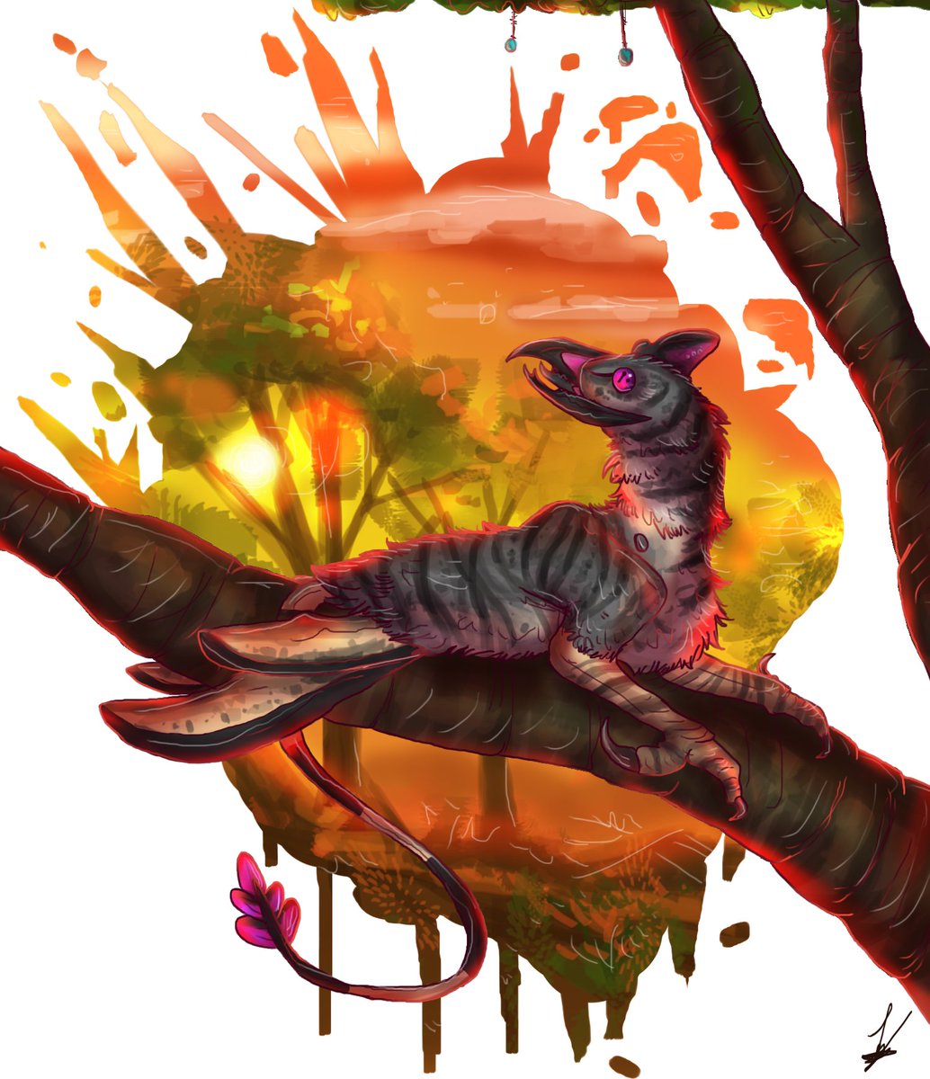corax_lara's tweet photo. And heres the final birb poster for my #wallaceii submissions :3
This is probably my favorite, i just really like this tiger like birb things and the colors of the background are nice xd

#creature #creaturedesign #birb #aliencreature #specevo #landscape #alien #xenobiology https://t.co/w6wzRVYfjb