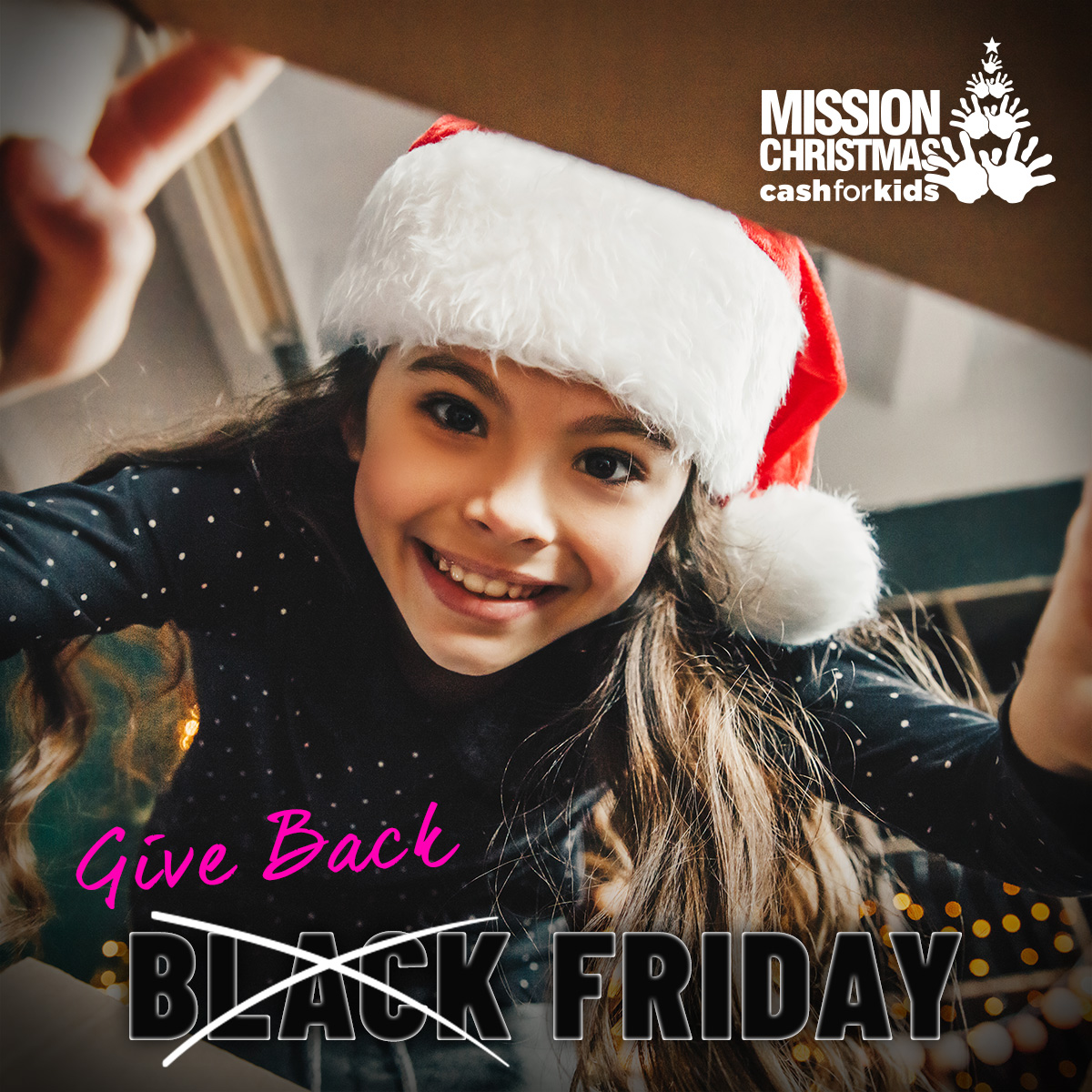 CashforkidsTFM's tweet photo. Turn #BlackFriday into #GiveBackFriday! 
 
When you’re grabbing your bargains, buy an extra gift for a disadvantaged child and put a big smile on their face this Christmas! 🎁
 
You’ll find a map of our drop off points at https://t.co/ep1HNORjoQ
 
THANK YOU 🎅

#MissionChristmas https://t.co/7kGko4i9co