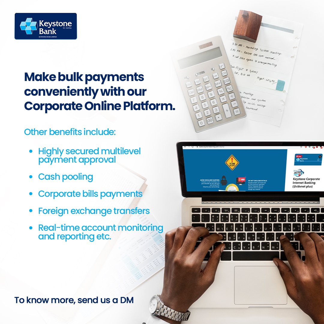 keystonebankng's tweet photo. Operate your account from anywhere in the world like a boss.
Sign up for our internet banking today.
#KeystoneMobileBanking #StaySafe #WeGrowTogether #BankWithKeystone https://t.co/y2iPbhI9n1