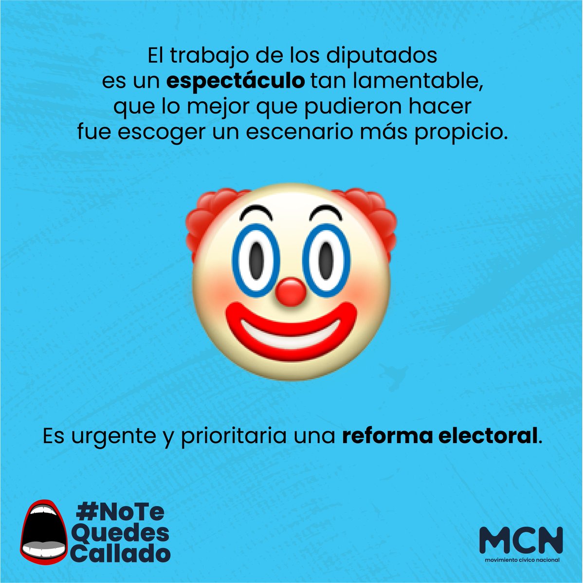 MCNGuatemala's tweet image. Dado el comportamiento de los diputados del @CongresoGuate, definitivamente es urgente y prioritaria una #ReformaElectoral. #NoTeQuedesCallado
