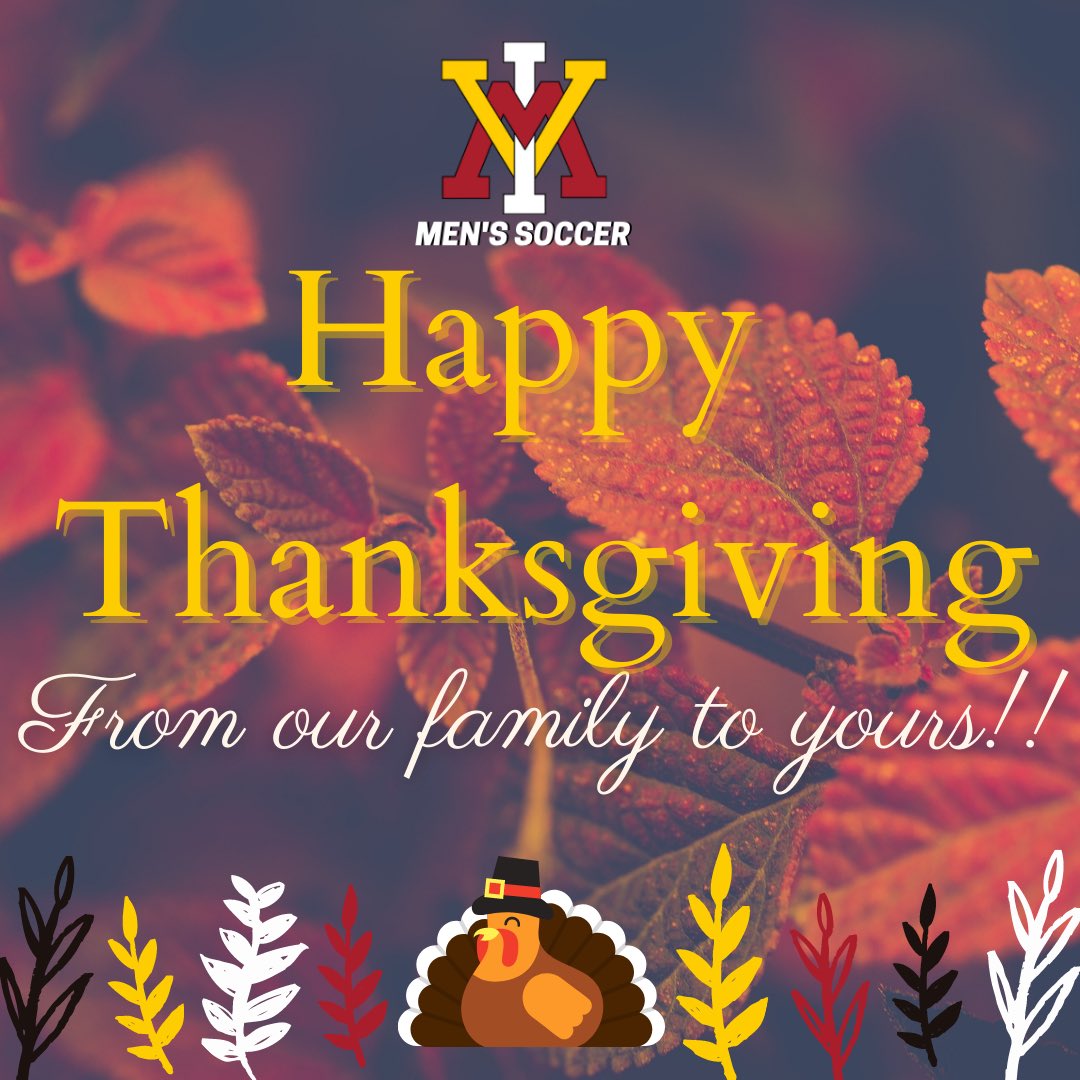 vmisoccer's tweet photo. Happy Thanksgiving from our VMI Men’s Soccer family to yours!! ⚽️🔴⚫️🟡

#VMI #vmimsoc #Keydets #thanksgiving https://t.co/FYNXeYXeBI