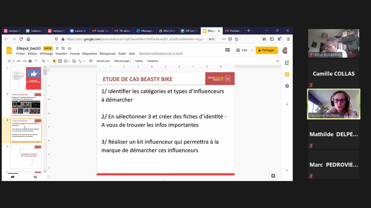 collas_camille's tweet photo. Aujourd'hui, application du dernier cours de e-Réputation 
 en Community Management, en faisant un TD en groupe. La professeure Madame Géraldine est passée dans les groupes de travail zoom pour donner des conseils personnalisés, ce qui était très appréciable. #dbbach https://t.co/u5rmESNteK