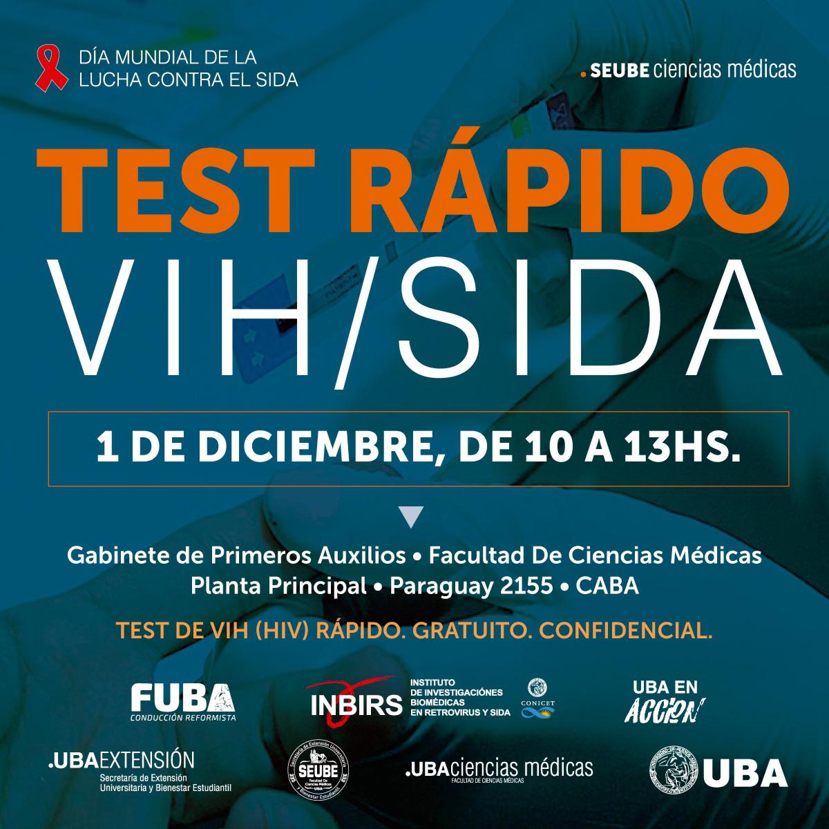 📣 El 1/12 es el Día Mundial de la lucha contra el Sida. 
Conocés tu estado serológico?

🏥 El Instituto de Investigaciones Biomédicas en Retrovirus y SIDA participara en la realización de pruebas para el diagnóstico de VIH.

➡️ Es rápido, gratuito y confidencial
#VIH #TEST #HIV