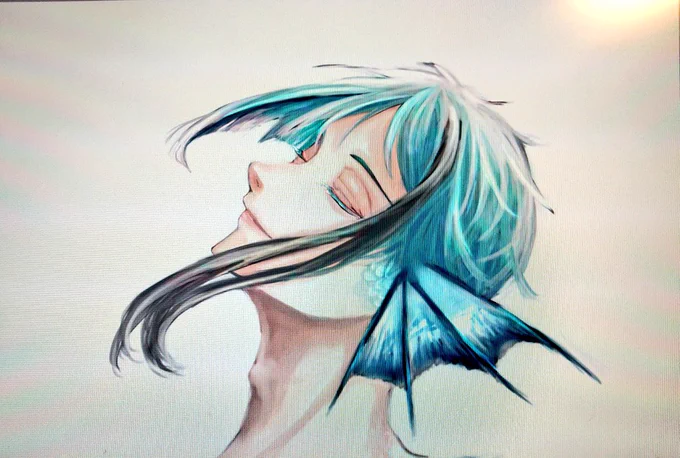 人物のみ描けたので、、、
これに藤を垂らします 