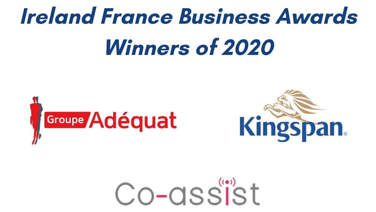 #IFBA2020

Congratulations to our 3 Winners @GroupeAdequat , @GlobalKingspan  and @Co_assist  

We thank our distinguished guests for joining us today, as well as our 150+ participants! 

We hope to see you next year at the Ireland France Business Awards 2021!