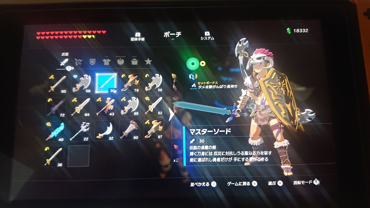 りょん 最近暇すぎてブレスオブザワイルドめっちゃやってたけどガノン放置してたからそろそろハイラル城にカチコミに行こうかと ゼルダ無視して村人の依頼こなしまくる英傑様