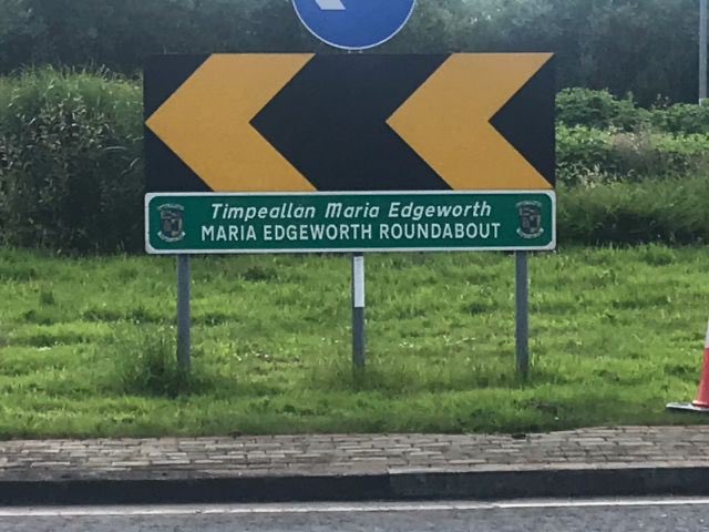 Maria Edgeworth even has her own roundabout back in Edgeworthstown! <a href="/edgeworth250/">Maria Edgeworth</a> <a href="/edgeworthsoc/">Edgeworth Society</a>