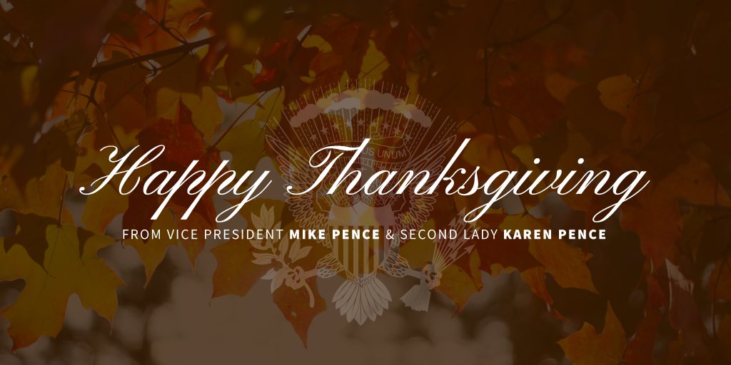 Mike_Pence's tweet photo. Happy Thanksgiving from @SecondLady and our Family to yours! https://t.co/3T1lI4fRpA