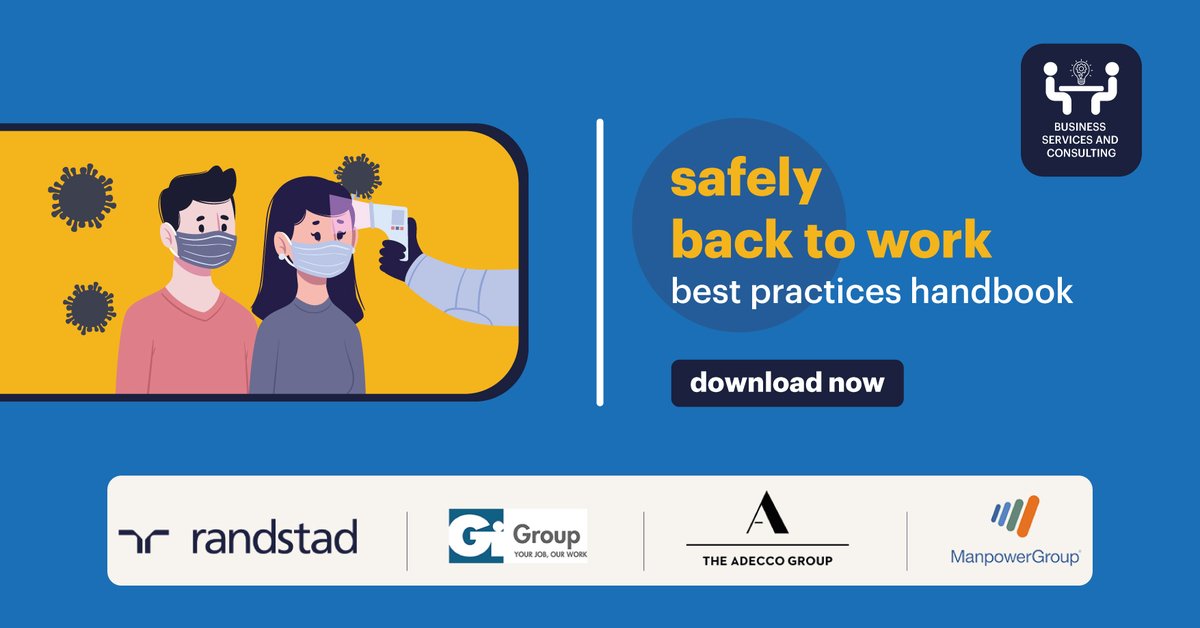 RandstadJobs_IN's tweet photo. Exclusive guidelines for the business consulting sector to safely head back to work. Click here https://t.co/hRSyhf6Z3M to get your copy of the handbook and ensure a safe workspace. 
#SafelyBackToWork https://t.co/fAsg4rVzhF