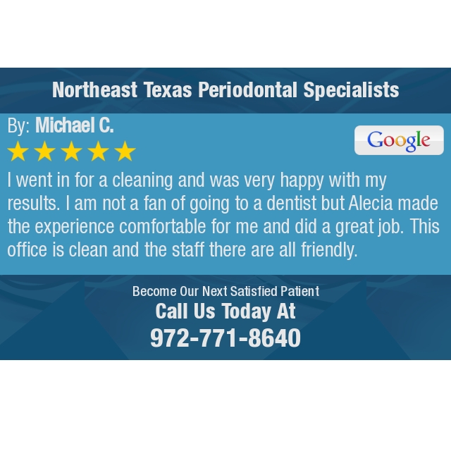 NETexasPerio's tweet image. 5 Star: Michael C. "I went in for a cleaning and was very happy with my results.  I am not a fan of going to a..." bit.ly/2E0QQ3v