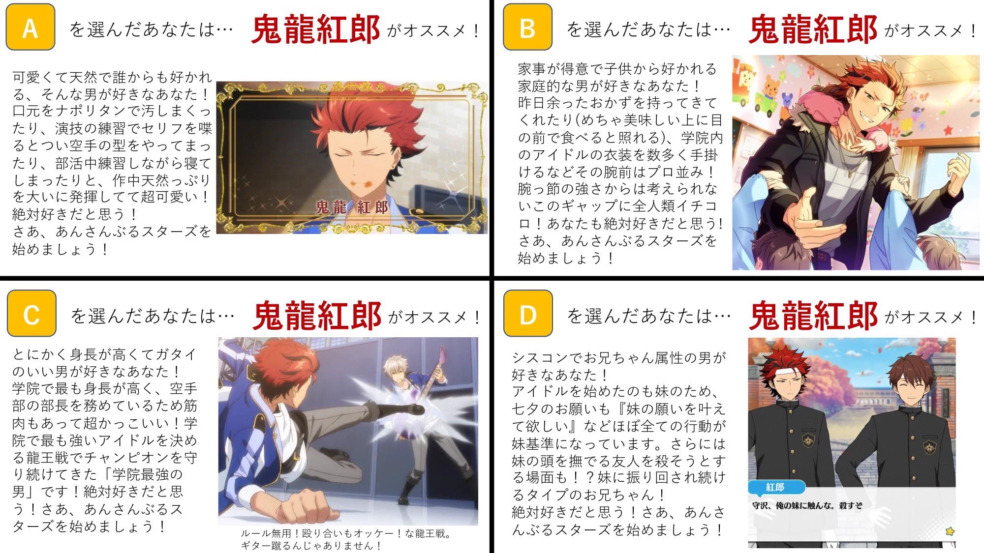 あんスタ初心者はやってみて！おすすめキャラがわかるチャート診断表！！