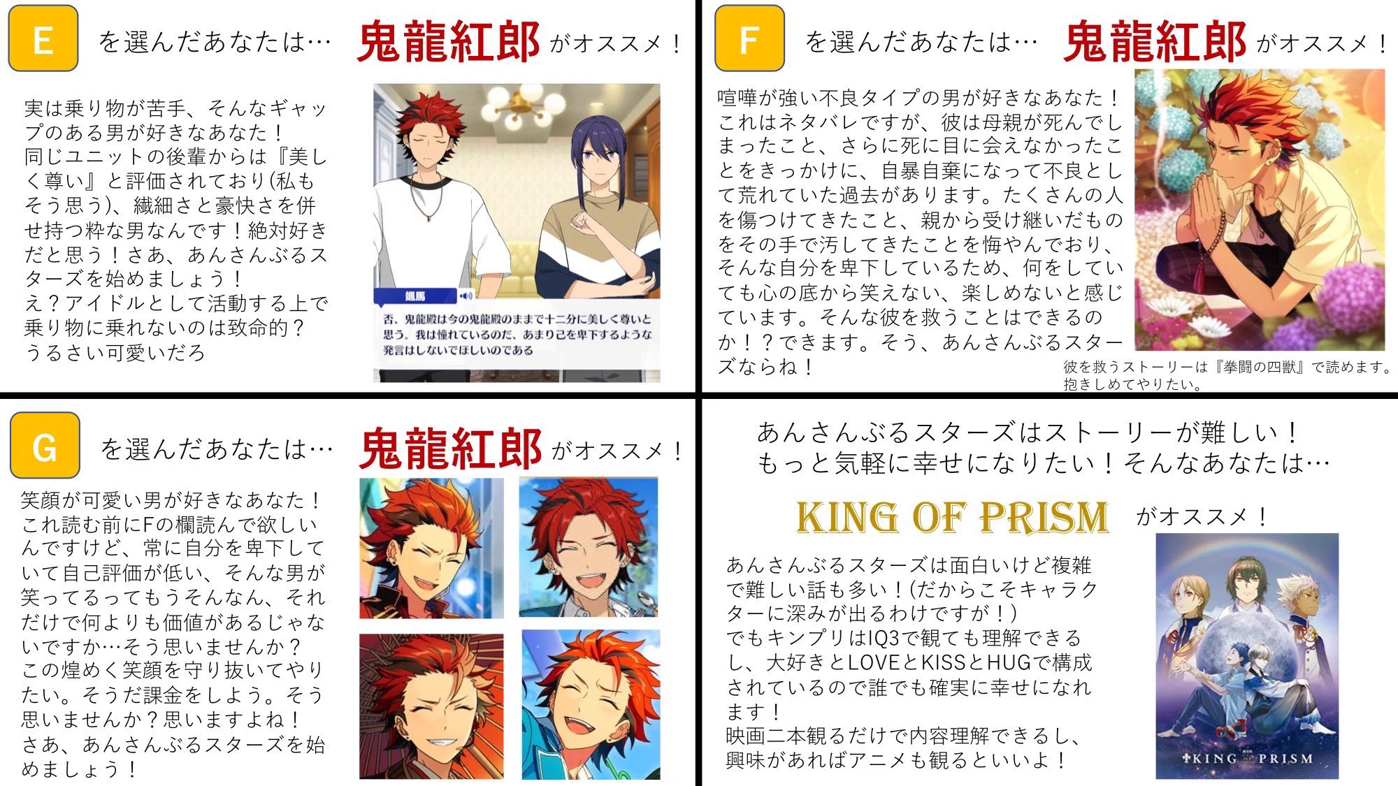 あんスタ初心者はやってみて！おすすめキャラがわかるチャート診断表！！