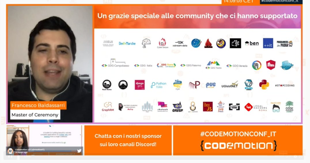 CodemotionIT's tweet photo. Ci siamo: ecco il caloroso benvenuto di @chiararu all'ultimo giorno di #CodemotionConf_IT! Un grande saluto anche ai MC che saranno con noi in questa giornata 👏 @_pieroit_ @francesco_1985 @mik3lantoni0 https://t.co/7YOL615dPG