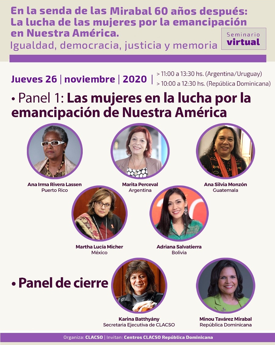 matiasboschc's tweet photo. HOY a partir de la 10 am RD/11am Argentina invitamos al seminario virtual *En las sendas de las Mirabal 60 años después: La lucha de las mujeres por la emancipación de nuestra América*. 
@_CLACSO @FundacionBosch @RD_CeroD https://t.co/GboTsNs0Ej