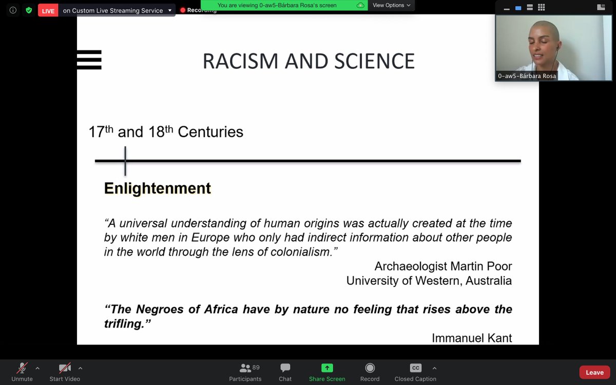 Dr. Bárbara Rosa kicking things off with a brief overview of racism today in the context of history, following Angela Saini's book 'Superior'
#QTURN20