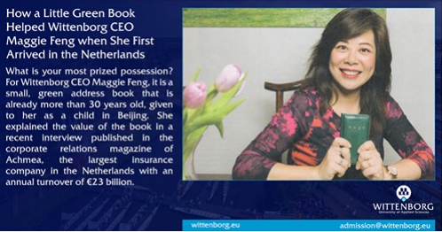 What is your most prized possession? Wittenborg CEO <a href="/fengmaggie/">Maggie Feng</a> explained the value of a small green address book in a recent column published in the corporate relations magazine of <a href="/achmea/">Achmea</a>, the largest insurance company in the Netherlands. Read more: tiny.cc/9vi5tz