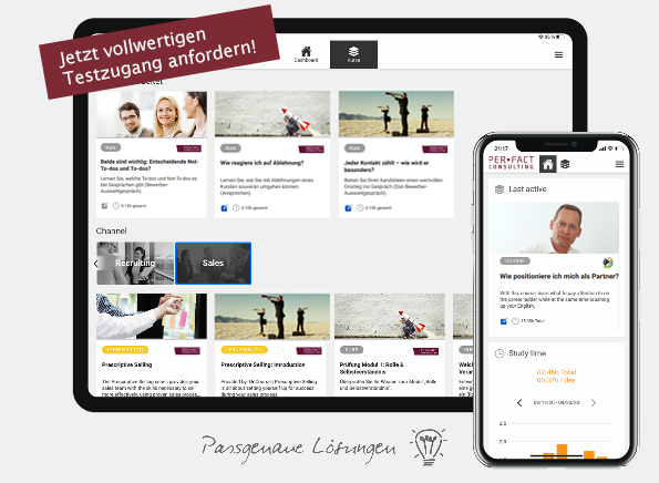 E-Learning neu gedacht: Vollständige Leadership- und Sales-Academies in Form von Microlearnings. Unsere neue eAcademy begeistert die Anwender, ...und auch Sie?
 
Gleich hier einen vollwertigen Testzugang anfordern ➡️ perfactconsulting.com/eacademy
#eAcademy #eLearning #Sales #leadership