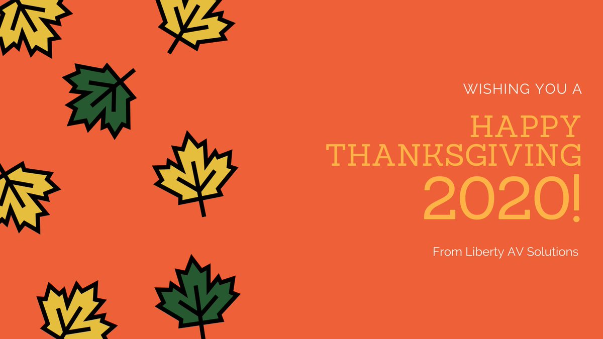 LibertyOnline_'s tweet photo. ๐โจ HAPPY THANKSGIVING! โจ๐ Our offices will be closed today & tomorrow as we celebrate the holiday, but we'll be back on Monday! Stay safe!
Remember you can place online orders anytime at https://t.co/Wlfk2tcwX4!
#HappyThanksgiving #LibAV #LibertyAV #AVTweeps https://t.co/38zc3TPQRk