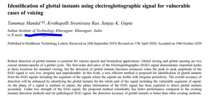 HealthcareTechnology (@htlett) on Twitter photo The third and final paper published in the latest Issue of Healthcare Technology letters comes from <a href="/IITKgp/">IIT Kharagpur🇮🇳</a> 'Identification of glottal instants using electroglottographic signal for vulnerable cases of voicing'. This issue is not to be missed! bit.ly/2V562lY The third and final paper published in the latest Issue of Healthcare Technology letters comes from <a href="/IITKgp/">IIT Kharagpur🇮🇳</a> 'Identification of glottal instants using electroglottographic signal for vulnerable cases of voicing'. This issue is not to be missed! bit.ly/2V562lY