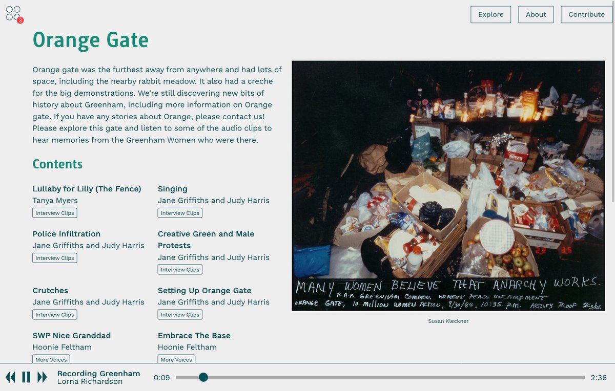 AnimorphCoop's tweet image. greenhamwomen.digital is now live! This interactive gallery we built hosts an historic treasurehunt of significant items from Greenham Common Women's Peace Camp. Explore the camps at each gate and see what you find... #GreenhamWomen40