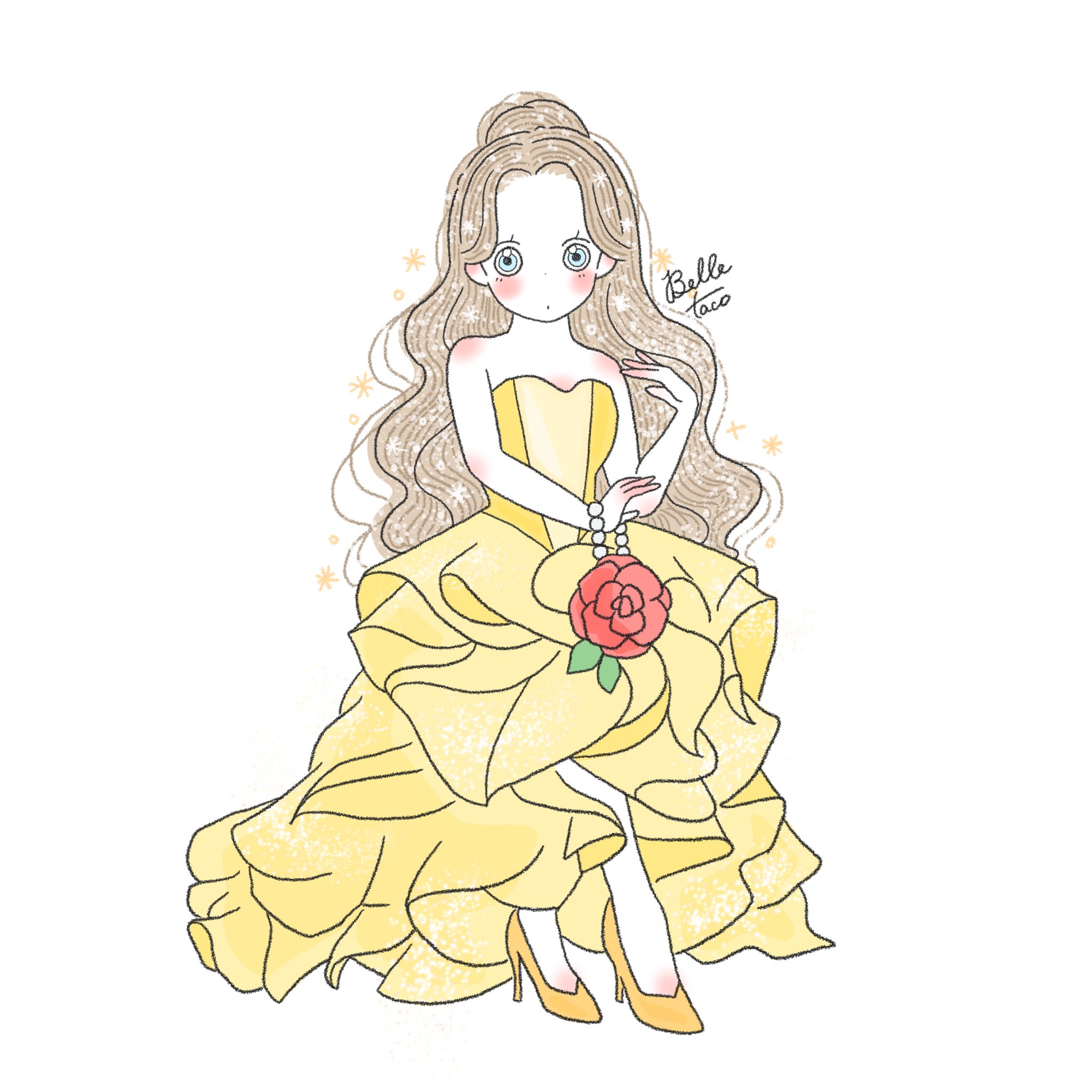 Twitter 上的 Tacomaru イラスト 美女と野獣 ベル イラスト イラスト好きな人と繋がりたい 絵描きさんと繋がりたい 女の子イラスト Illustration かわいいイラスト ゆるいイラスト ゆるイラスト ファッションイラスト 絵が好きな人と繋がりたい いらすと