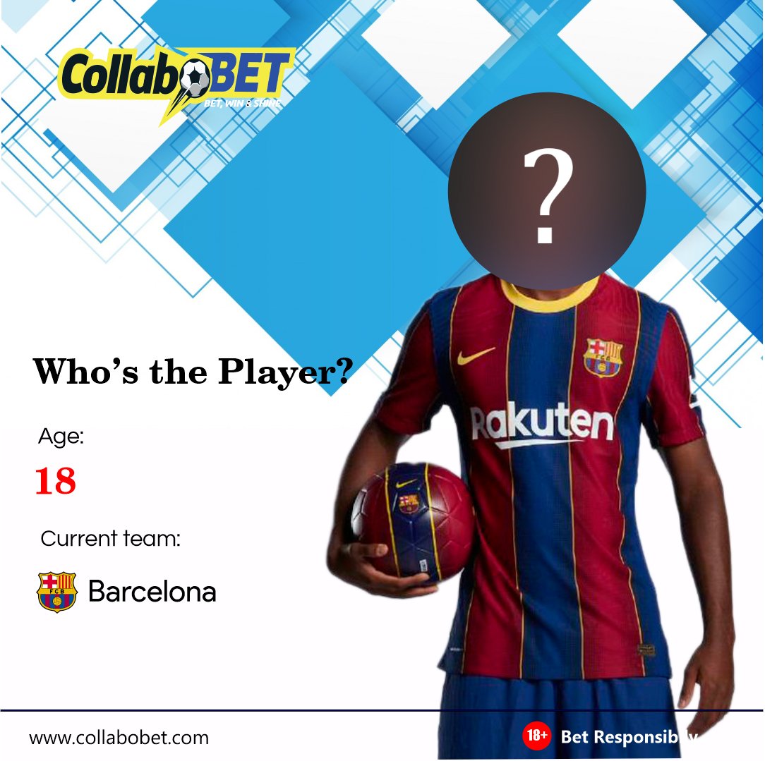 CollaboBet's tweet photo. He is the new kid and left-winger of Barcelona. Can you guess the player?

#Winbigwithcollabo #trivia #Barca #LaLigaSantander #ThursdayTrivia #thursdayvibes https://t.co/7DQ6RlFpfU