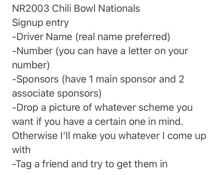 tntnetwork61's tweet photo. So after doing some tests on nr and some quick paint stuff, I’ve made the final decision of going with the winged sprint cars for the NR2003 Chili Bowl Nationals that will be on the TNT Motorsports Network channel on January 30th, 2021. Signups are open and tag your friends! https://t.co/3houtgz5kh