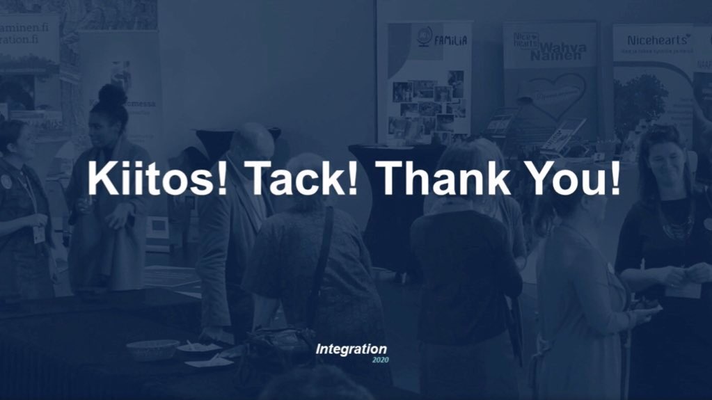 EUSArahastot's tweet photo. Ja näin Integration 2020 -tapahtuma on saateltu loppuun! Kiitos kaikille osallistujille, järjestäjille, puhujille ja tapahtumaa Twitterissä seuranneille! Toivottavasti palaamme kahden vuoden kuluttua taas Integrationin ja yhteistyön ääreen! #EUntuella #Integration2020 https://t.co/LpvWRhlhF3