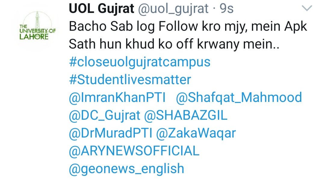 sheriiiRao's tweet photo. Management: Befikre raho Students ka koi sath nahi dy ga. 
University itslef:
#closeUolgujratcampus https://t.co/wodveNZaEY