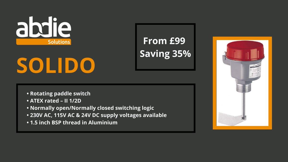 AbdieSolutions's tweet image. The Solido rotating paddle switch is down to £99 in our #blackfridaysale
View all sale items via; ow.ly/r8J850CpZru
#uwt #levelcontrols #scotland