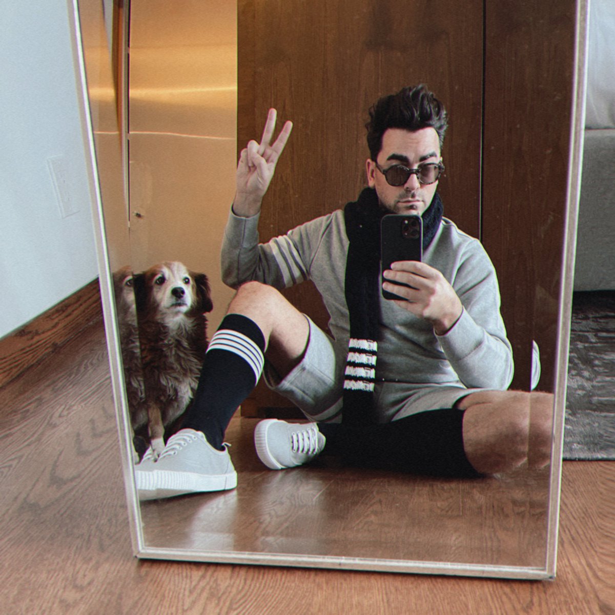 Name a Cuter Duo Than Dan Levy and His Rescue Dog, Redmond / Twitter