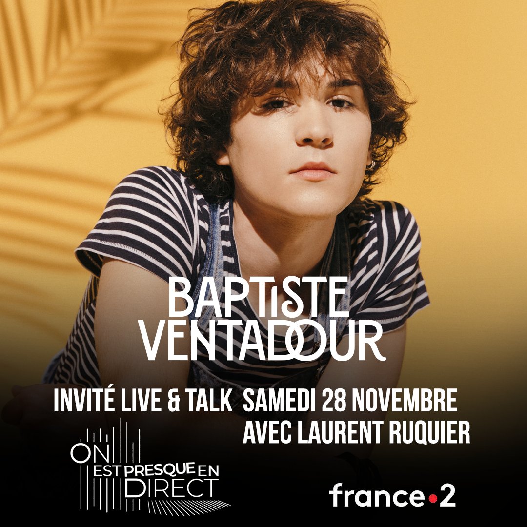 melodynprod's tweet photo. .@b_ventadour sera l'invité de @ruquierofficiel dans sa nouvelle émission @OnEstEnDirectF2 ce samedi en 2ème partie de soirée sur @France2tv !
#onestpresqueendirect https://t.co/XMldNnOrNK