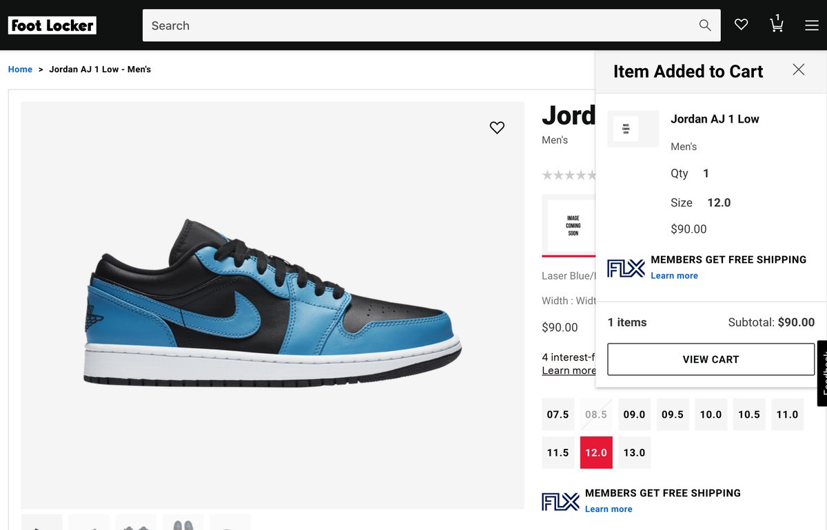 jordan 1 low laser blue footlocker