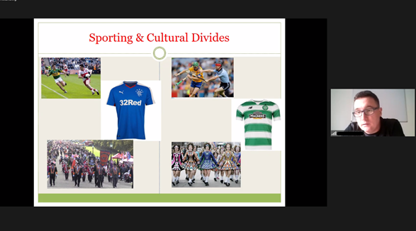 DPI_UK's tweet photo. '94% of schools are segregated in Northern Ireland'. One aspect of young people's lives that remains divided in NI. Mr McMullan and Mr Madden highlight the additional sporting and cultural divides that also still exist in NI #peaceisaprocess @EUDelegationTur @DFAPeaceSupport https://t.co/GOMYjX9h8V