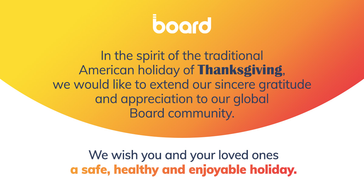 #HappyThanksgiving from all of us at Board International! We wish you and your loved ones a healthy, wonderful holiday.