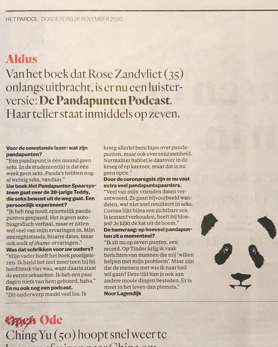 VANDAAG in het <a href="/parool/">Het Parool</a> ! Tja... als je een boek schrijft en podcast maakt over pandapunten, dan kan je de vraag verwachten. Maar dat mijn 🐼-teller in de krant zou staan... 🙈😅