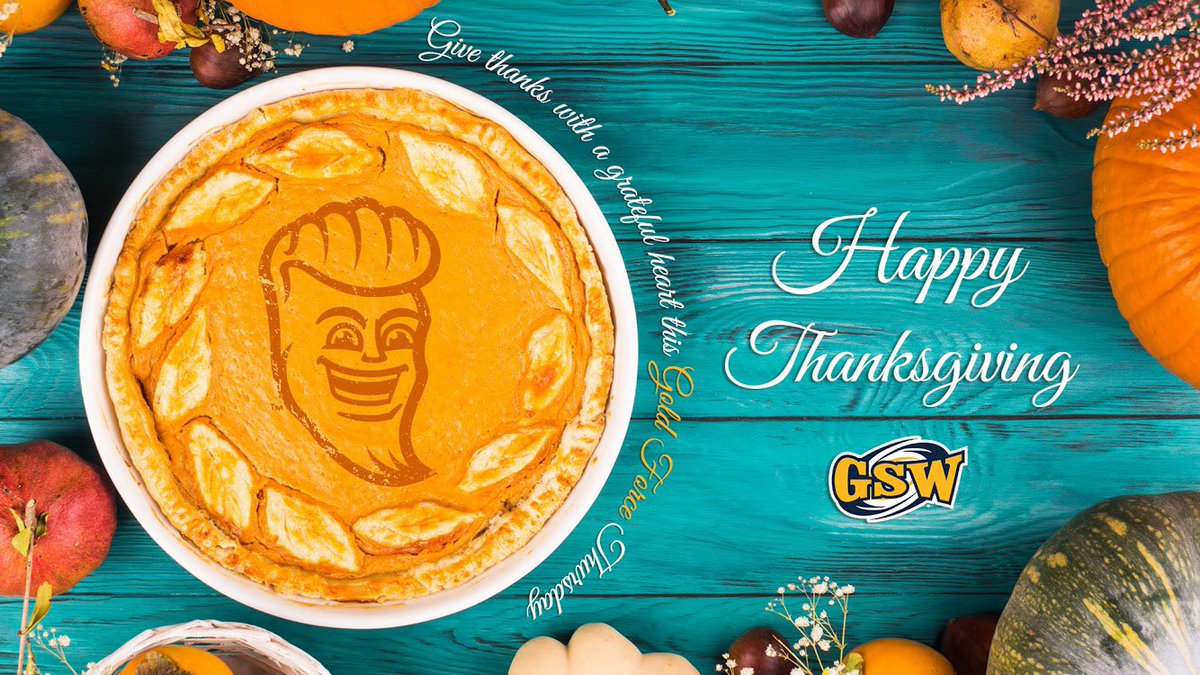 GSWAthletics's tweet photo. Wishing you a safe and happy Thanksgiving this #GoldForce Thursday!
🍲🥧🍴👨👩👧👦🍂 https://t.co/YobkNWe0lY