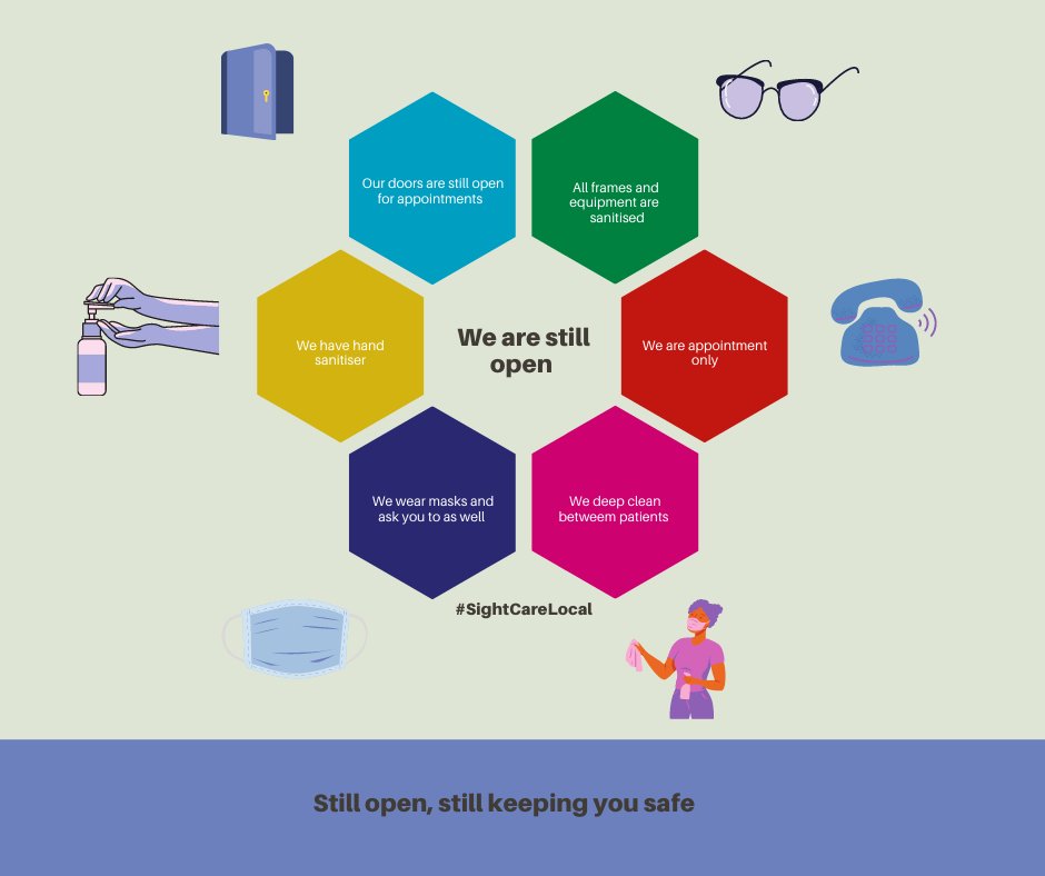 BOpticians's tweet photo. We are still here! Don't risk your eye health by delaying your appointment if you are worried about your vision
#Health #StillOpen #Essential #SightCareLocal https://t.co/PIPy1t2bZH