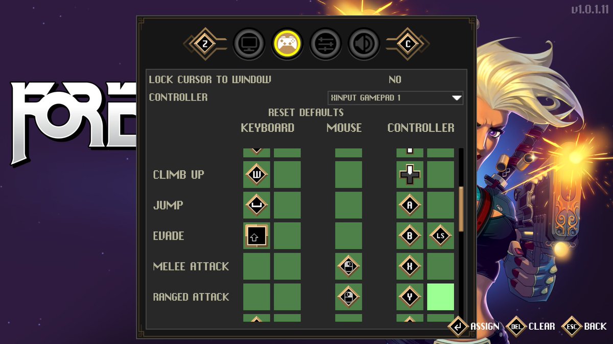 Allow multiple inputs to have the same function. This assists those that need to adjust their grip as they play and can make various combination inputs easier to perform. Redundant controls can be especially nice with games that have low base complexity!