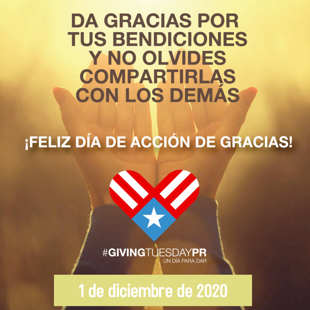 GivingTuesdayPR's tweet photo. Desde la familia de #GTPR queremos darles las gracias por permitirnos apoyarles en lograr llevar sus servicios a aquellos que más lo necesitan. Estamos agradecidos de poder dar y vivir en solidaridad y generosidad.
#GivingTuesdayPR
#UnDiaparaDar
#Unete #BeKind https://t.co/mkzAhSwfCk