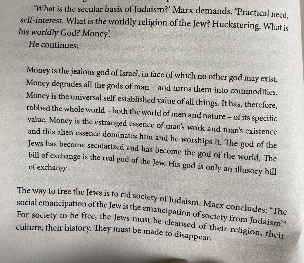 2) You get JWHOJ in all areas of extremism. For left wingers the king comrade of JWHOJ is Karl Marx. See below for what he wrote. He said of Jews: ‘They must be made to disappear.’