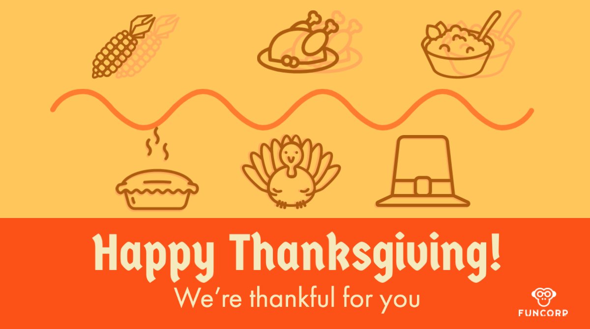 FunCorp2's tweet photo. Celebrations may look different this year, but there’s still a lot that we’re thankful for. From all of us at #FunCorp, have a safe and Happy Thanksgiving. https://t.co/ybIKEGRkbF